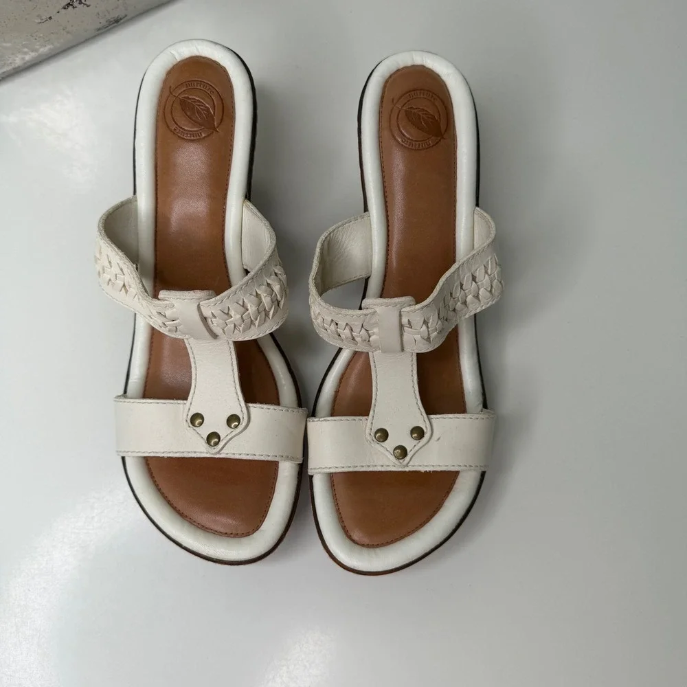 Nurture Leif Sandals Womens White Woven Leather Studded Boho Kitten Heel 9.5M